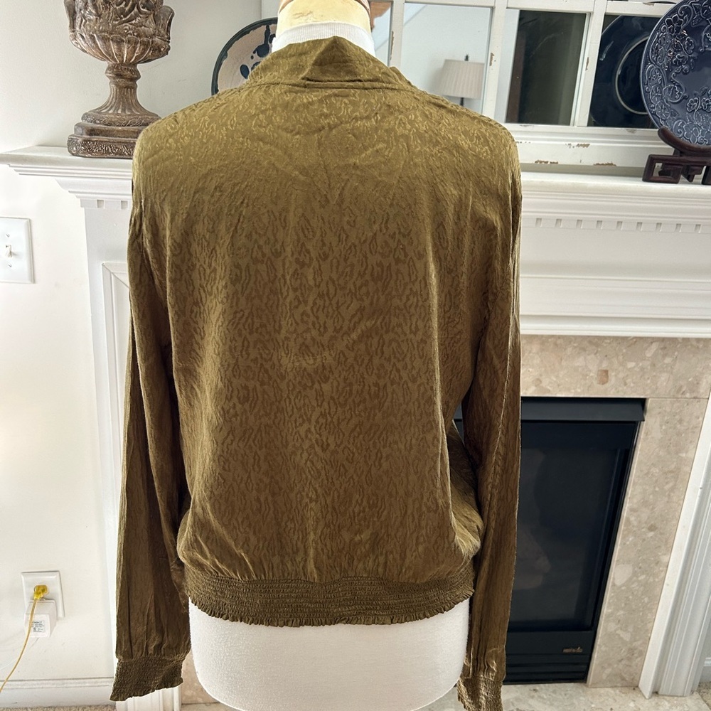 Anthropologie/Maeve Golden Green Animal Print Jacket - Picture 6 of 9